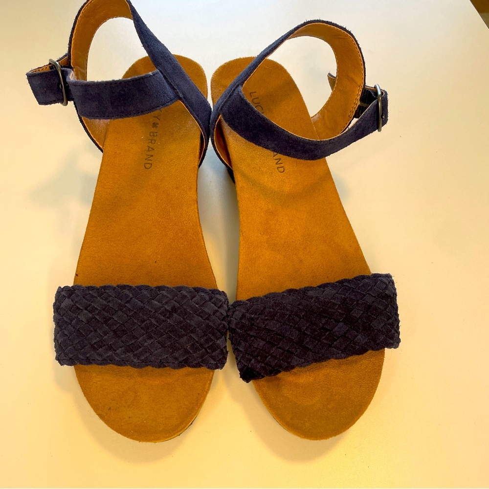 Women's Lucky Brand Suede Braided Wedge Sandals Size 7